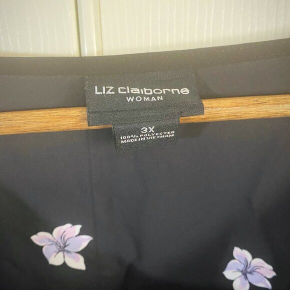 Liz Claiborne - Black Sheer Top with Purple Flowers - Picture 8 of 8
